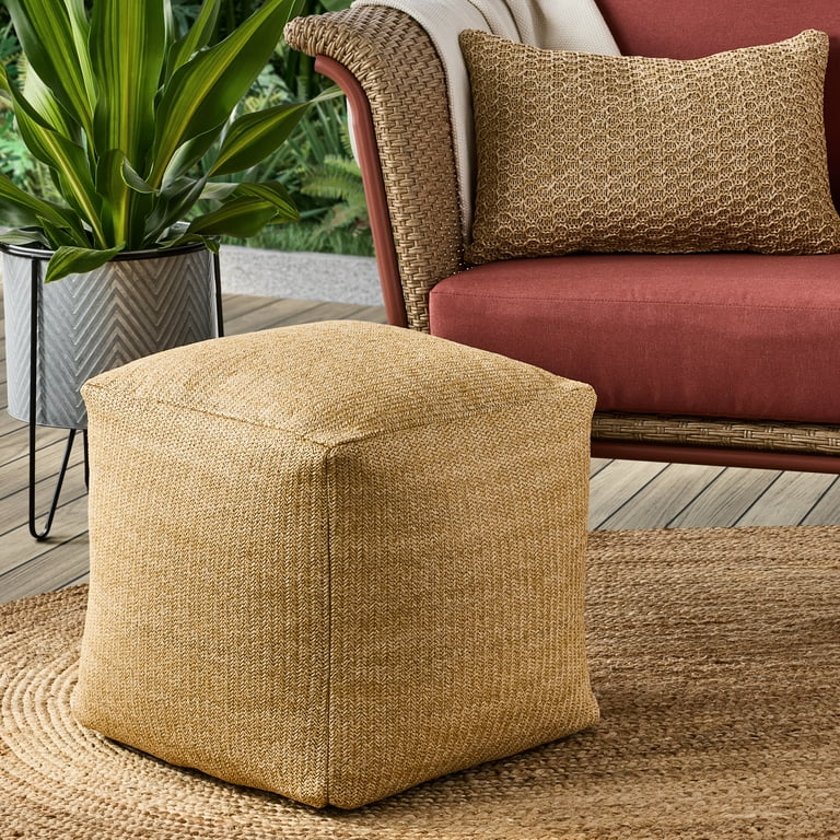 Better Homes Gardens Natural Hermosa Outdoor Pouf 16 x 16 x 16