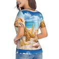 thumbnail image 3 of Vsdgher Beach Starfish Shell Women Shirts V Neck Short Sleeve Tops T-Shirt Basic Tees, S to 3XLSmall, 3 of 5