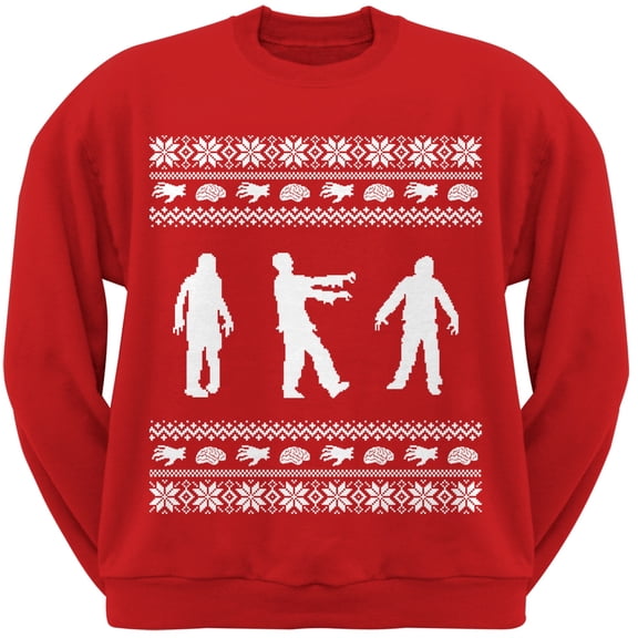 Zombie Red Adult Crew Neck Sweatshirt