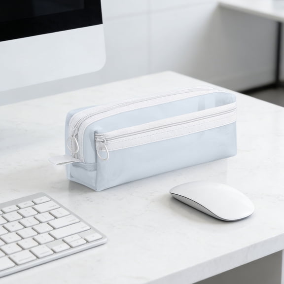 Lunxisen 3 Pcs Transparent Pencil Case Mesh Stationery Organizer Double Layer Pouch for Office Supplies Storage and Travel Essentials