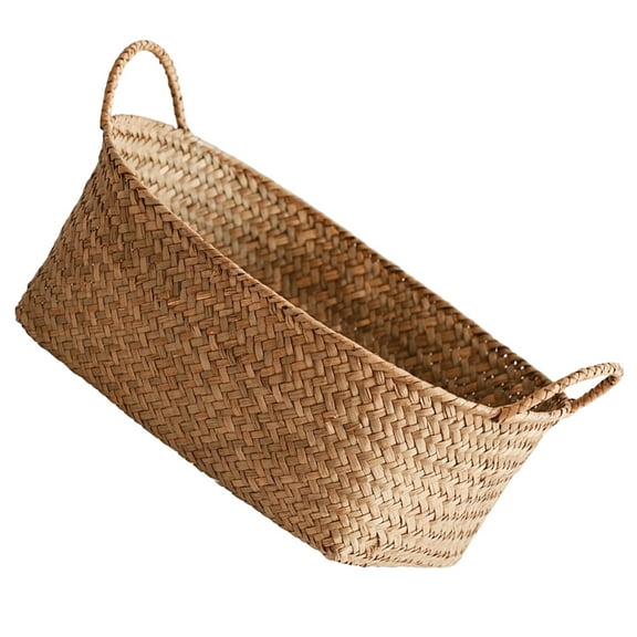 GAXIRE Khaki Woven Basket with Iron Frame for Stylish Home Storage and Decoration