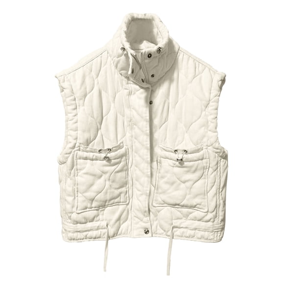 VNKIDY Women Outerwear Vests Autumn Winter Ladies Sleeveless Padded Jacket Vest Stand Up Collar Solid Color Zipper Coat With Pockets For Daily Wear Trendy Vests