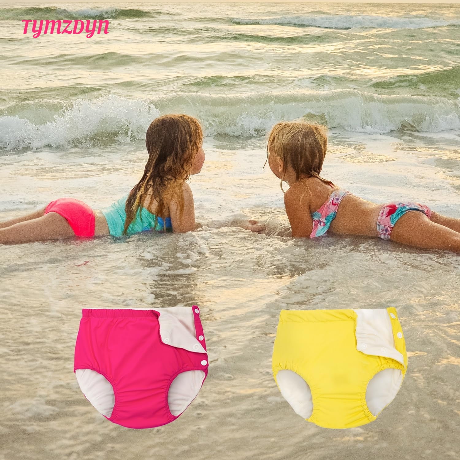 TYMZDYN 2 Packs Baby Reusable Swim Diapers Soft and Silky Toddler Swim Diaper Washable Baby Swim Diaper 3T Baby Swim Trunks Swimming Diapers Size 3 Waterproof Diapers for Swimming Boys and Girls