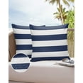 thumbnail image 6 of Pack of 2 Outdoor Pillow Covers, Navy Blue and White Horizontal Stripes Pattern Waterproof Square Throw Pillowcase Cushion Decorative Pillow Covers for Couch Patio Tent, 24x24 in, 6 of 6