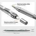 thumbnail image 3 of Nicpro 3 Pcs 0.9 mm Metal Mechanical Pencils, with 6 Tubes HB Lead Refills, 3Pcs Erasers, Erasers Refills, Drafting Pencil Set with Case - Silver, 3 of 7