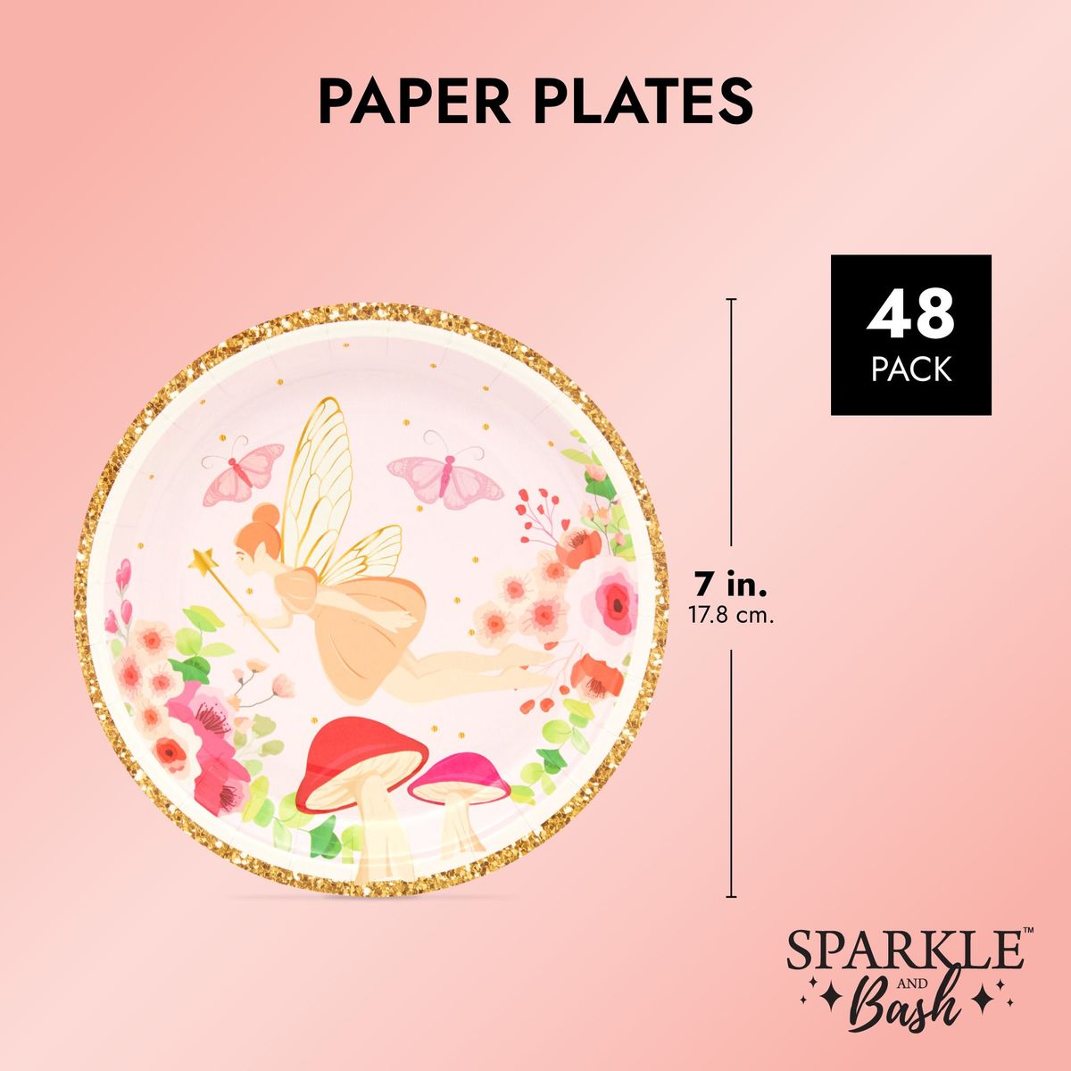 Fairy Tea Party Paper Plates for Girls Floral Birthday Supplies (7 In, 48 Pack) - image 3 of 7