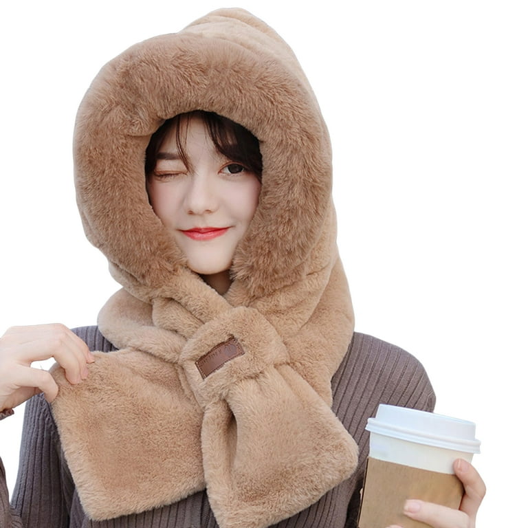 Women's Soft Faux Fur Infinity Scarf & Infinity Hood Scarf Head