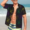 thumbnail image 5 of Picia Mardi Gras Carnival Gentle Cotton Regular Fit Short Sleeve Casual Hawaiian Shirt for Men-Small, 5 of 9