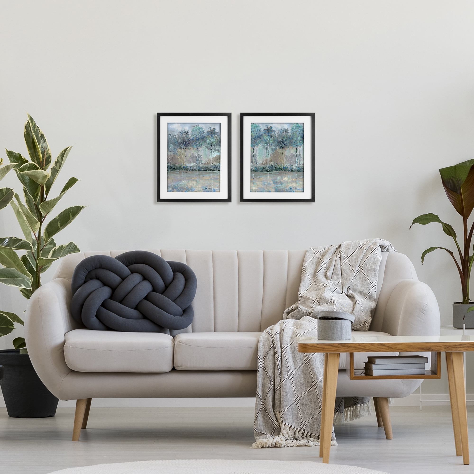 Stupell Industries Subdued Tree Landscape Impression 2 Piece Black Framed Print Under Glass Set, design by Sally Swatland