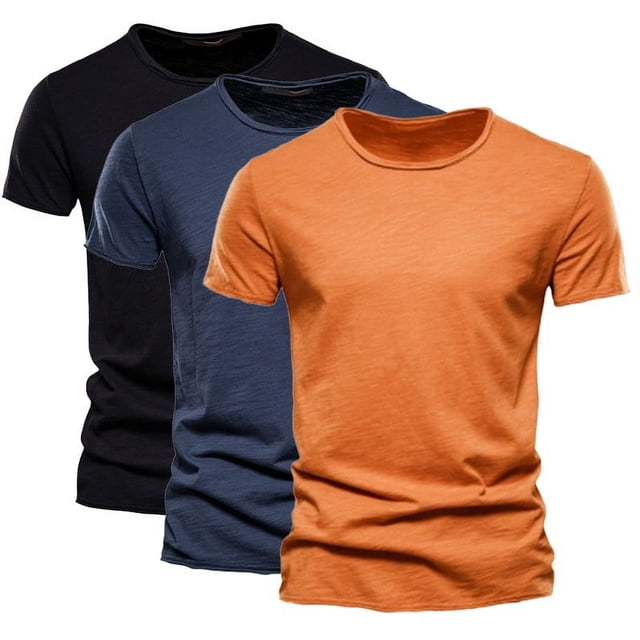 Besolor 3 Pack Men's Summer Shirts Big and Talls Short Sleeve Basic Tees Round Neck Athletic Workout Tee Tops