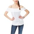 thumbnail image 1 of Aeropostale Blusa Dolman transparente con tapeta acanalada con volantes para mujer, blanco, X-Large, 1 of 2