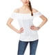 thumbnail image 1 of Aeropostale Blusa Dolman transparente con tapeta acanalada con volantes para mujer, blanco, X-Large, 1 of 2
