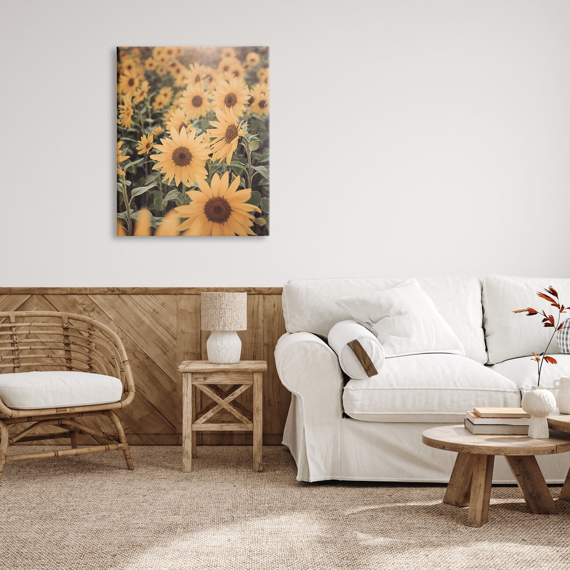 Stupell Industries Sunlit Sunflower Field Botanical & Floral Photography Gallery Wrapped Canvas Print Wall Art, 30 x 40