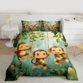 thumbnail image 2 of Feelyou Kawaii Monkey Animal Twin Comforter Sets, Green Leaf Plant Bedding Set, 2 Pieces, 2 of 8