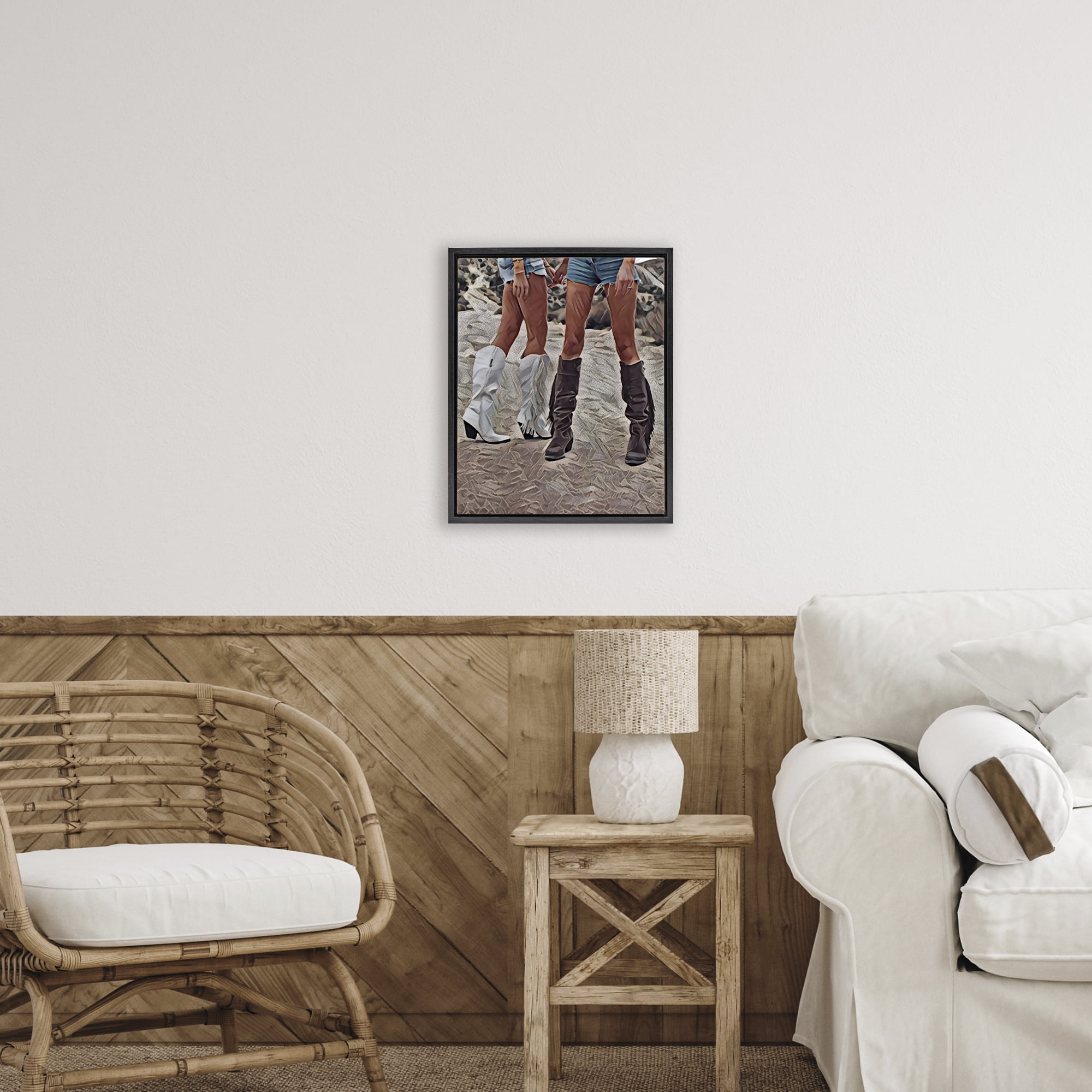 Rodeo Girls Friendship Black Framed Floater Canvas Wall Art, design by Jesse Keith