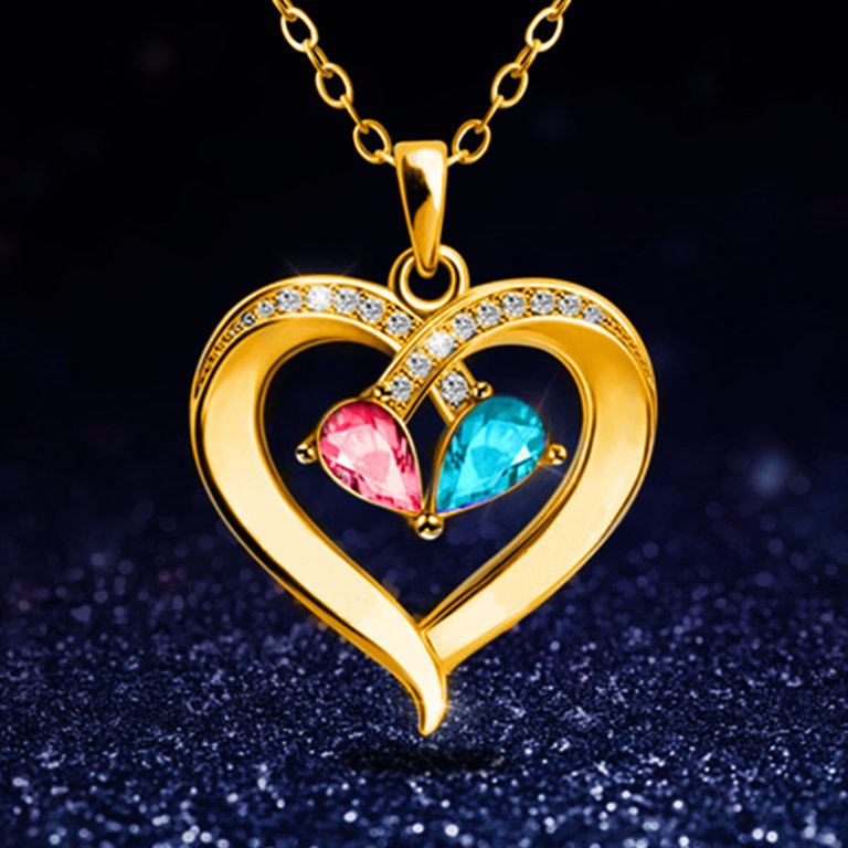 WGOUP Women's Heart Shape Diamond Pendant Necklace Mother's Day