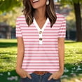thumbnail image 2 of Chemise à Manches Courtes Col en V pour Femmes, Haut Imprimé en Polyester avec Boutons devant, Longueur Régulière, Design Amincissant à Coupe Haute, Noir, P, 2 of 8