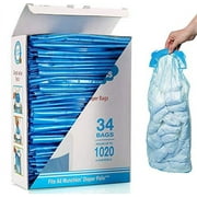 Diaper Pail Refill Bags, 1020 Counts, 34 Bags, Fully Compatible with Arm&Hammer Disposal System