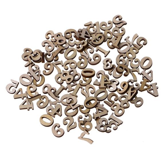HEMLBOYW Numbers Embellishments 100Pcs 0-9 Number Wood Crafts Making for Arts Crafts Decoration Displays Supplies Wood