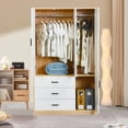 thumbnail image 6 of ModMakers Armoire Wardrobe Closet with Mirror, Modern Wood Wardrobe Closet w/ Hanging Rod & Drawers, 6 of 8