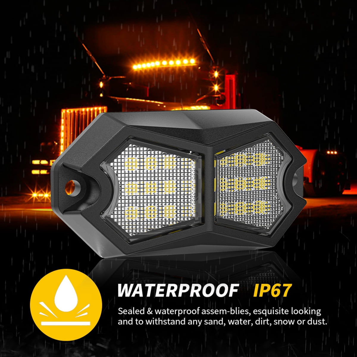 HUOEPU 210 Degree Wide Angle Rock Lights, 24 SMD Chip Super Bright LED Pods with 4 Meters Cable, IP67 Waterproof Off Road Lights for Trucks Jeep UTV ATV Boat