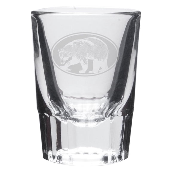 Bear Oval Deep Etched Crystal Shot Glass