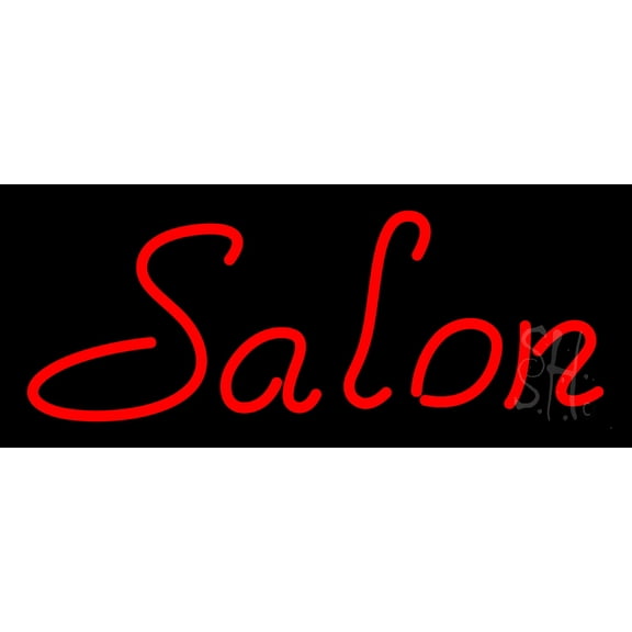 Red Salon LED Neon Sign 6 x 15 - inches, Black Square Cut Acrylic Backing, with Dimmer - Bright and Premium built indoor LED Neon Sign for Defence Force.