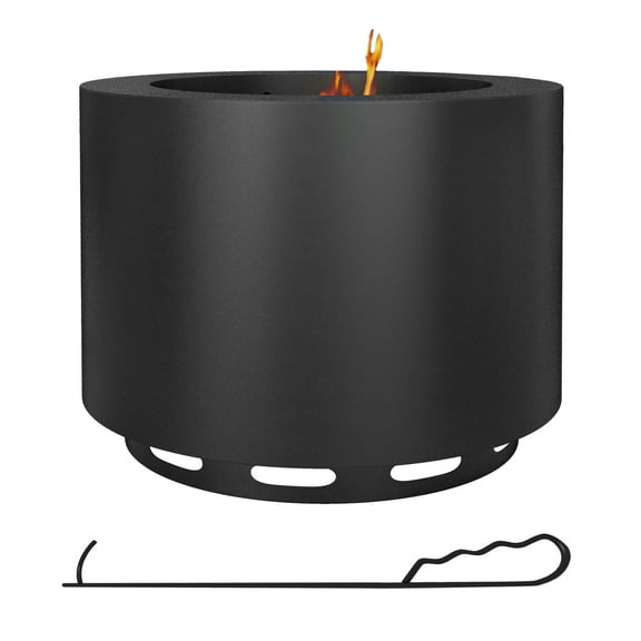 Smokeless Fire Pit 19 Inch, Portable Wood Burning Stove for Camping & Patio - Stainless Steel Low Smoke Firepit for Backyard, Picnic, Black Black   Steel