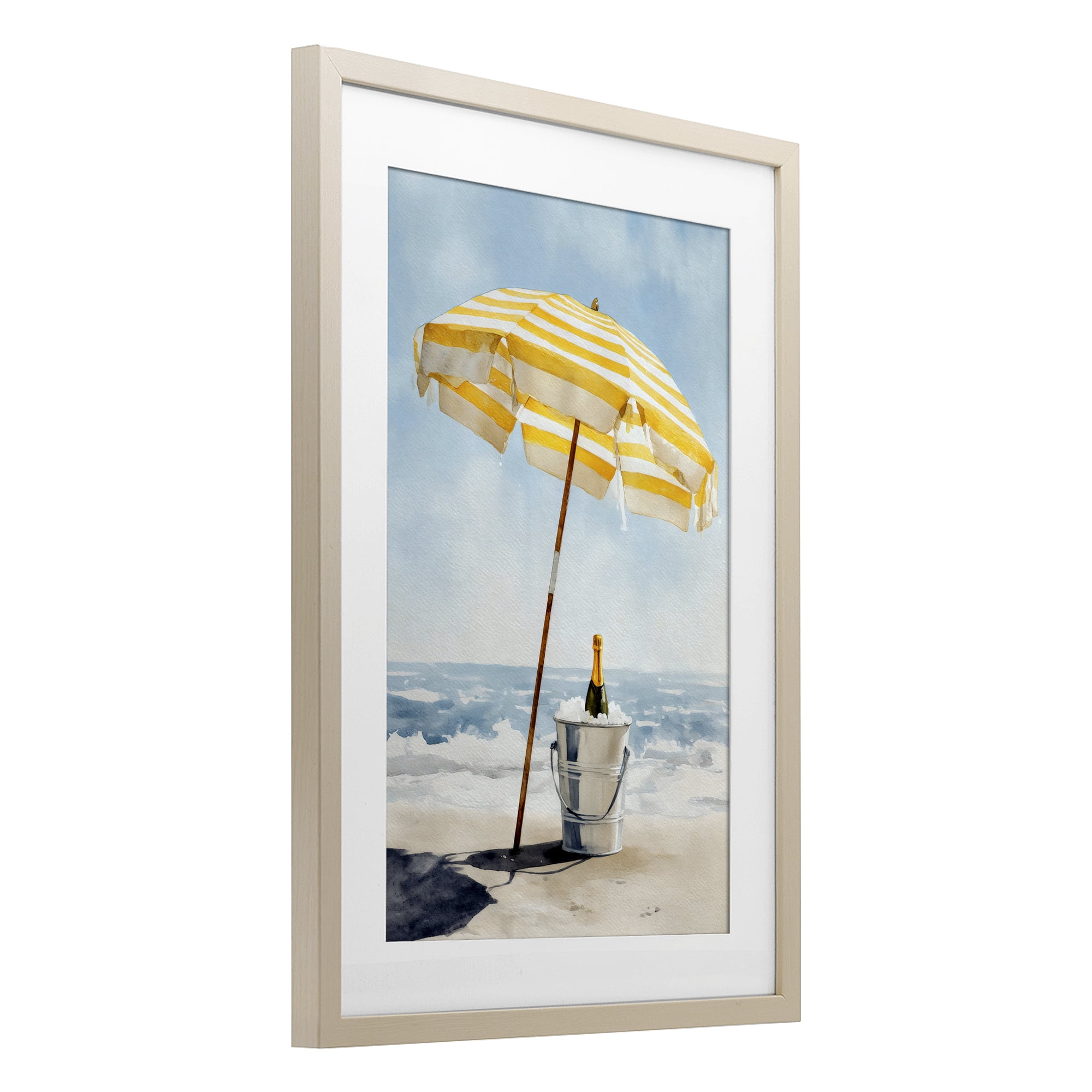 Stupell Industries Sunshine Celebration at Seaside Birch Framed Print Under Glass, design by Petal Prints Design