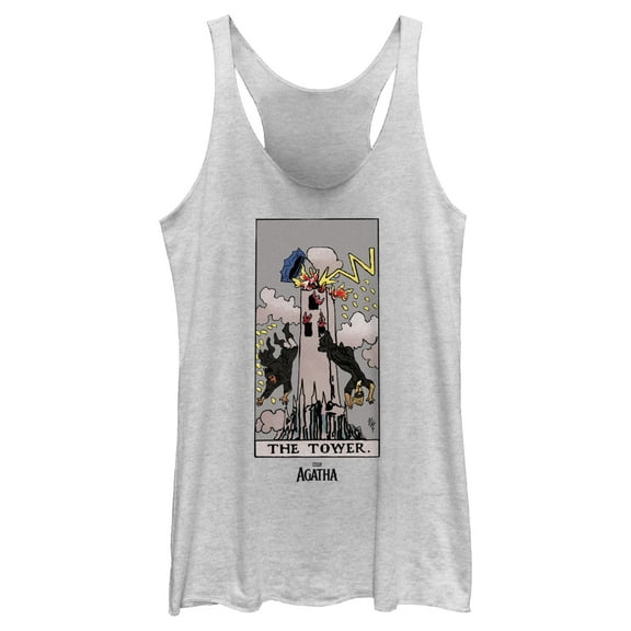 Women's Marvel: Agatha All Along The Tower Tarot Card  Racerback Tank Top