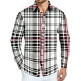 thumbnail image 2 of Dwelliawo Shirt for Men Plaid Button Down Shirts Casual Flannel Shirt Lightweight Oversized Shirt Fall Tops with Pocket White L, 2 of 4