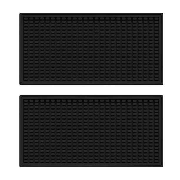Paquete de 2 - Tapete de barra, tapete de secado de vidrio, secado rápido, multifuncional, tapete de drenaje de encimera para restaurantes, hogar, Negro