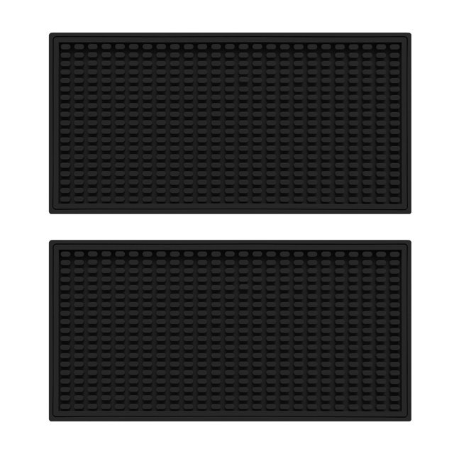 2 alfombrillas de silicona para barra, escurridoras, de secado rápido, versátiles, para encimeras, cafeterías, camping, granjas y cocteles. Negro