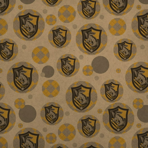Harry Potter Hufflepuff Plaid Sigil Premium Kraft Gift Wrap Wrapping Paper Roll