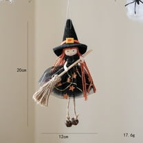 Yyuenw Halloween Hanging Decoration, Hangable Kitchen Witch Doll Ornament, Halloween Small Witch Figurine with Gauze Skirt, Sorceress Doll with Brooms for Room Door and Window Decoration
