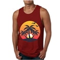 thumbnail image 2 of VBTAPA Sales of The Day! Mens Beach Tank Top Sleeveless Palm Tree Graphic Tees Tropical Summer Vacation Tops Red M, 2 of 5