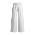 thumbnail image 4 of WJSROAC Womens Wide Leg Cropped Jeans Elastic Waisted Denim Pants Frayed Hem Vintage Drawstring Capri Pants With Large Pockets Y2K Outfits, 4 of 8