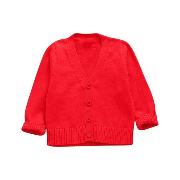 Kids Sweater Jacket New Toddler Baby Girls Fall Cardigans Sweater School Uniforms Cotton Long Sleeve Lightweight Outerwear Red 3XL