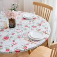thumbnail image 5 of Round Fitted Vinyl Tablecloth with Elastic Edge 100% Waterproof Oil Proof PVC Table Cloth Wipe Clean Table Cover for Indoor and Outdoor, Rose, 40"- 44", 5 of 6