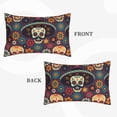 thumbnail image 4 of Balery Skulls And Flowers Pillow Covers,Bed Pilowcases,Reversible Plush Throw Pillow Covers End Pillow Encasement,Pillow Case - 20"X30", 4 of 9