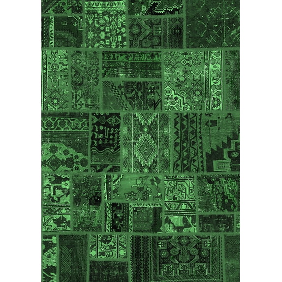 Ahgly Company Indoor Rectangle Oriental Emerald Green Modern Area Rugs, 8' x 10'