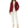 thumbnail image 2 of Unique Bargains Women's Notched Lapel Outerwear Double Breasted Coat M Dark Red, 2 of 6