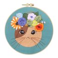thumbnail image 3 of Kits Bordado Punto Cruz Flores Gato Con Hilo Color Tela Aro, 3 of 8