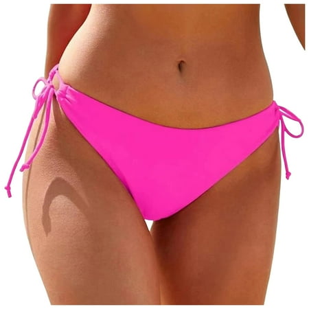 Jdkau Bikini Bottoms for Women Cheeky Bikini Swimsuit Adjustable Side Tie Bathing Suit Bottom Low Waist Swim BottomHot Pink XL