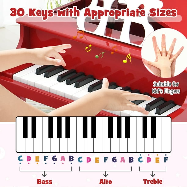 COSTWAY Piano Classique pour Enfants à 30 Touches avec Banc, pour