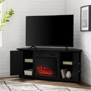 Camden 48 Corner Tv Stand W/Fireplace Black