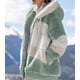 thumbnail image 1 of Chaqueta de mujer Moda Patchwork Felpa Cremallera Abrigo con capucha Regalo de Navidad-3, 1 of 2