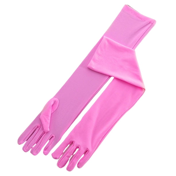 Sonducket 2 uds 45cm mujeres largo vestido de cena guantes leche estiramiento señoras mitones moda protector solar guante manopla conducción guantes y mitones Rosa oscuro