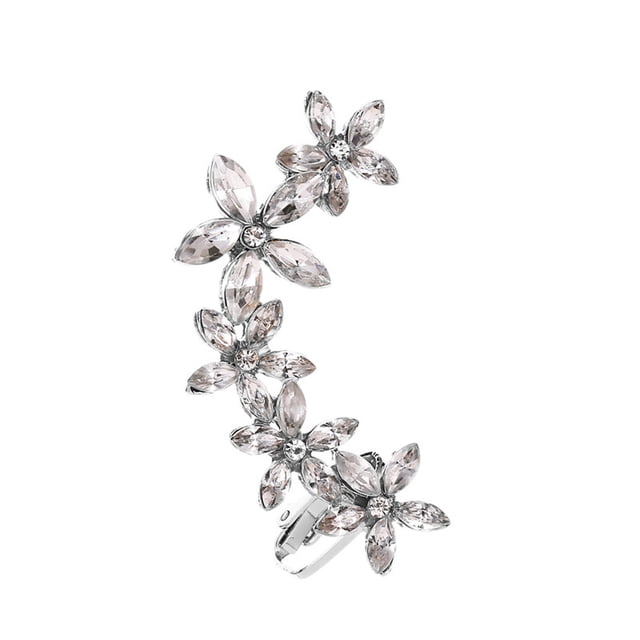 Iumwxz Crochet d'Oreille Fleur pour Femme Clip d'Oreille Non Percé