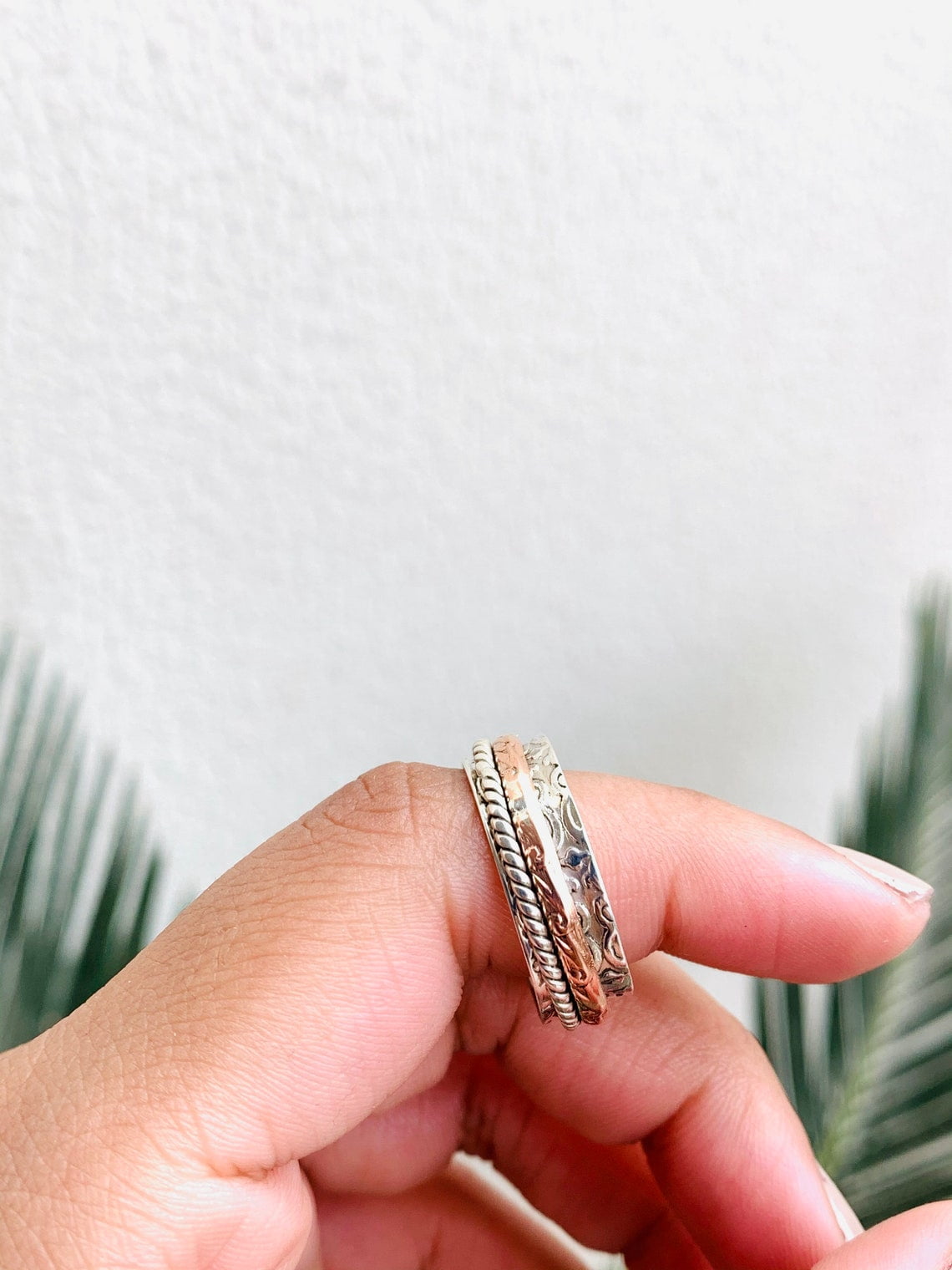 SS DESIGNS Fidget Spinner Ring Handcrafted Sterling Silver Anxiety Relief Meditation Spinner | Stackable Thumb Ring, Unique Gift For Her